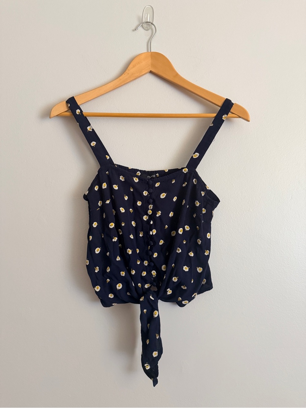Madewell Navy Floral Tie-Front Camisole